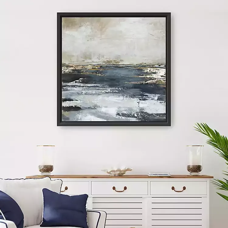 Kirklands Home Canvas Art|Blue Bay Framed Canvas Art Print, 30x30 in.