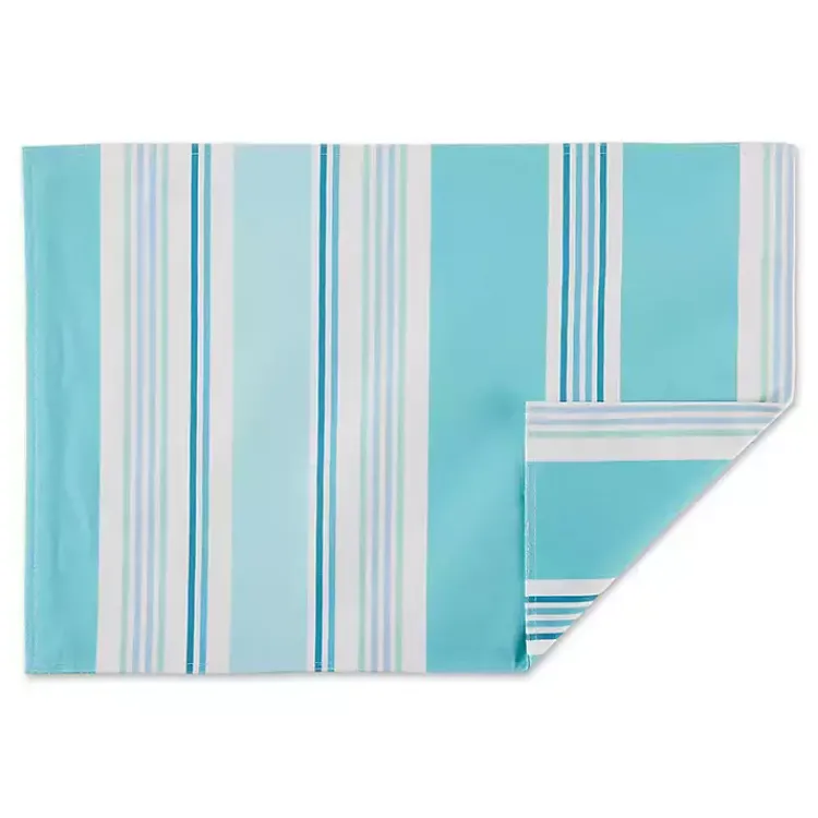 Kirklands Home Outdoor Dining|Blue Beach House Stripe Placemats, Set of 6