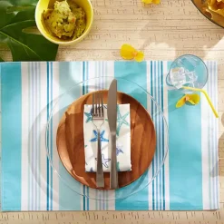 Kirklands Home Outdoor Dining|Blue Beach House Stripe Placemats, Set of 6