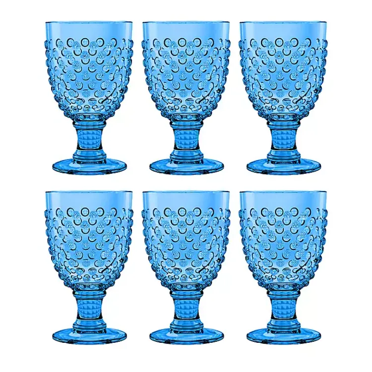 Kirklands Home Glassware & Drinkware|Beaded Acrylic Goblet Wine Glasses, Set of 6 Blue