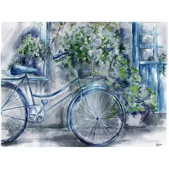 Kirklands Home Canvas Art|Blue Bicycle Florist Canvas Art Print, 40x30 in.