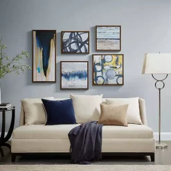 Kirklands Home Framed Art|Bliss Multi-Sized Canvas Art Prints, Set of 5 Blue