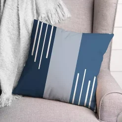 Kirklands Home Outdoor Cushions & Pillows|Blue Blocks and Stripes Outdoor Throw Pillow
