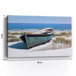 Kirklands Home Canvas Art|Blue Boat On Beach Canvas Art Print