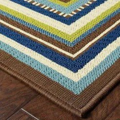 Kirklands Home Area Rugs|Blue Bordered Capetown Area Rug, 5x7