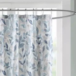 Kirklands Home Shower Curtains|Blue Botanical Microfiber Shower Curtain