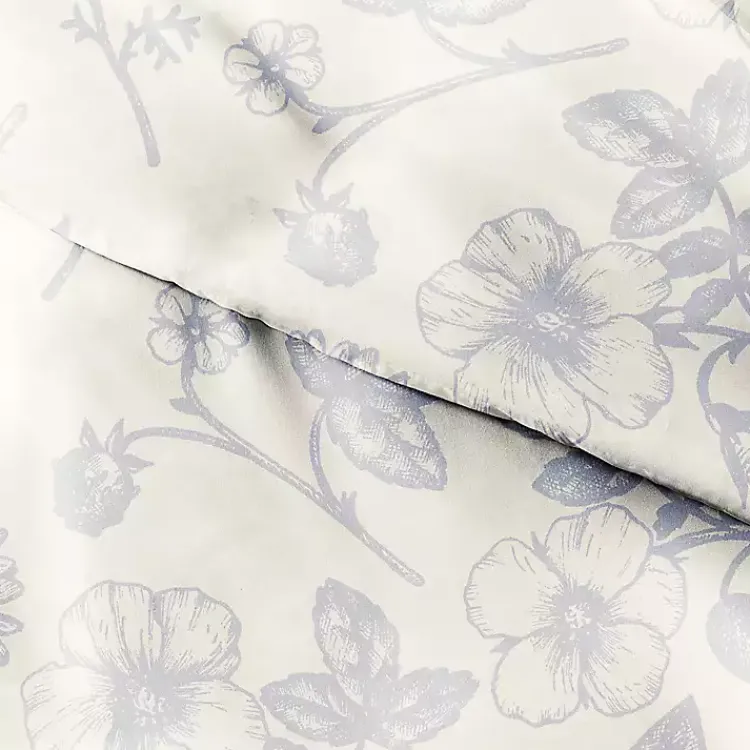 Kirklands Home Duvets|Blue Botanical 3-pc. Queen Duvet Cover Set White