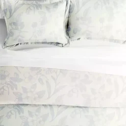 Kirklands Home Duvets|Blue Botanical 3-pc. Queen Duvet Cover Set White