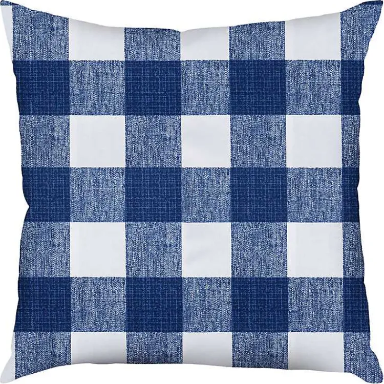 Kirklands Home Outdoor Cushions & Pillows|Blue Buffalo Check Outdoor Pillow, 22 in.