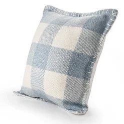 Kirklands Home Outdoor Cushions & Pillows|Blue Buffalo Check Stitched Outdoor Throw Pillow