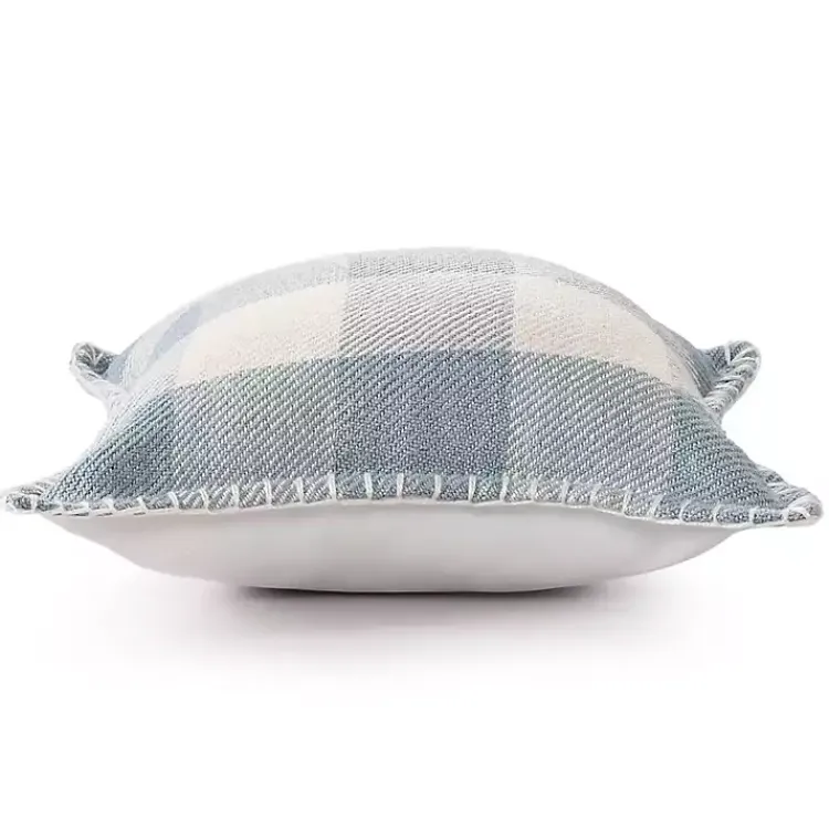 Kirklands Home Outdoor Cushions & Pillows|Blue Buffalo Check Stitched Outdoor Throw Pillow