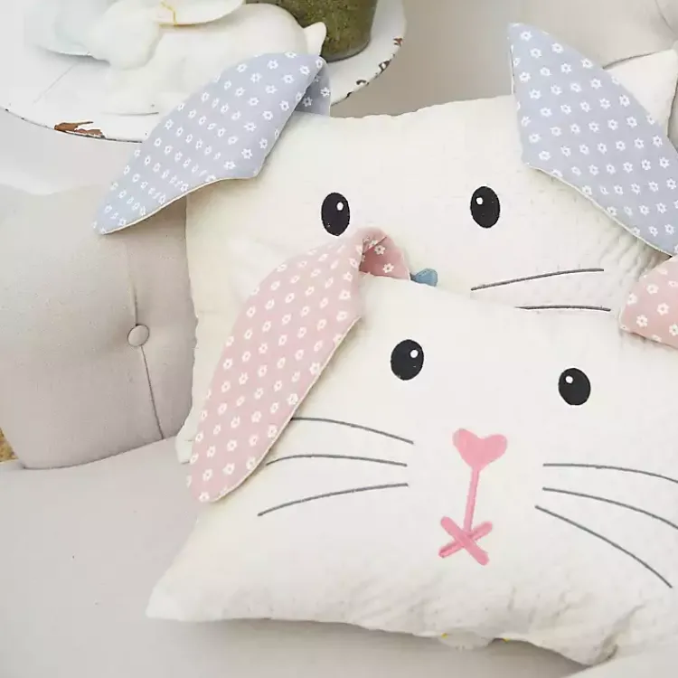 Hot Blue Bunny Face Pillow Easter Decorations