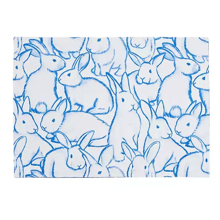 Best Blue Bunny Outline Placemats, Set of 6 Easter Decorations