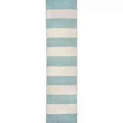 Kirklands Home Outdoor Rugs|Blue Cabana Stripe Indoor/Outdoor Runner, 2x8