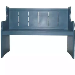 Kirklands Home Entryway Furniture|Carved Wood Pew Bench Blue