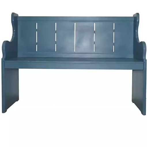 Kirklands Home Entryway Furniture|Carved Wood Pew Bench Blue