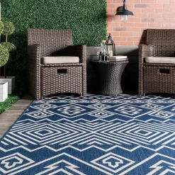 Kirklands Home Outdoor Rugs|Blue Cassie Global Outdoor Area Rug, 5x8