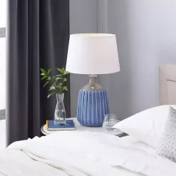 Kirklands Home Table Lamps|Blue Ceramic Breeze Table Lamp White