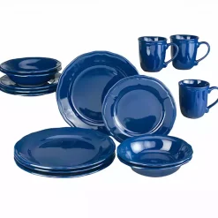 Kirklands Home Dinnerware|Ceramic Soft Scallop 16-pc. Dinnerware Set Blue