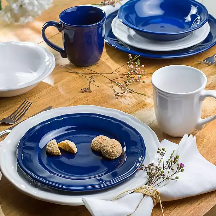 Kirklands Home Dinnerware|Ceramic Soft Scallop 16-pc. Dinnerware Set Blue