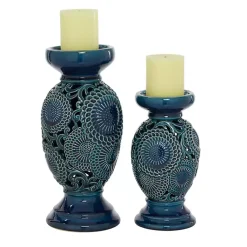 New Ceramic Tiered Base Candle Holders, Set of 2 Candle Holders