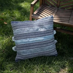 Kirklands Home Outdoor Cushions & Pillows|Chevron Woven Outdoor Pillow Blue