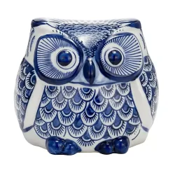New Blue Chinoiserie Owl Figurine Statues & Figurines