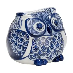 New Blue Chinoiserie Owl Figurine Statues & Figurines