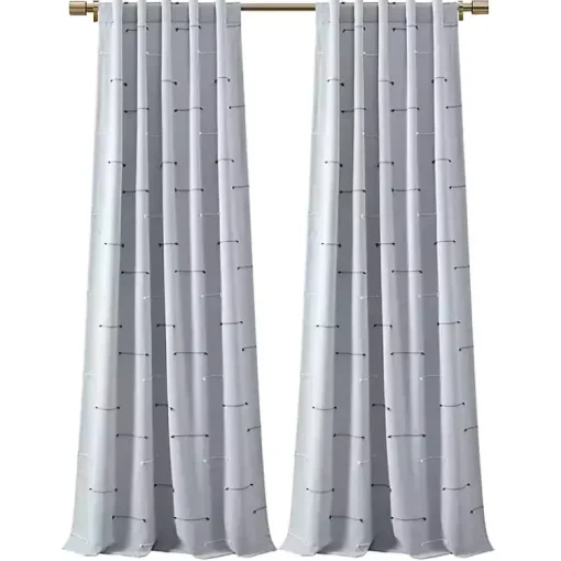 Kirklands Home Curtains & Drapes|Clipped Stripe Curtain Panel Set, 84 in. Blue