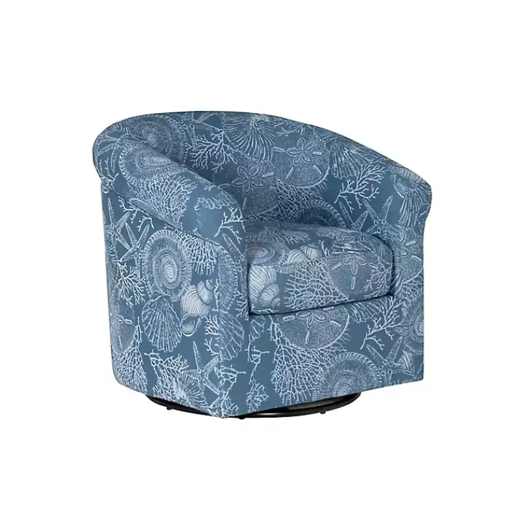 Kirklands Home Accent Chairs|Coastal Bonnie Swivel Accent Chair Blue