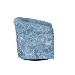 Kirklands Home Accent Chairs|Coastal Bonnie Swivel Accent Chair Blue