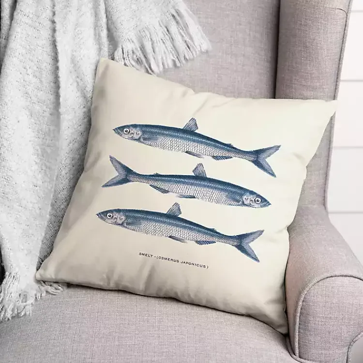 Kirklands Home Outdoor Cushions & Pillows|Blue Coastal Fish Outdoor Pillow
