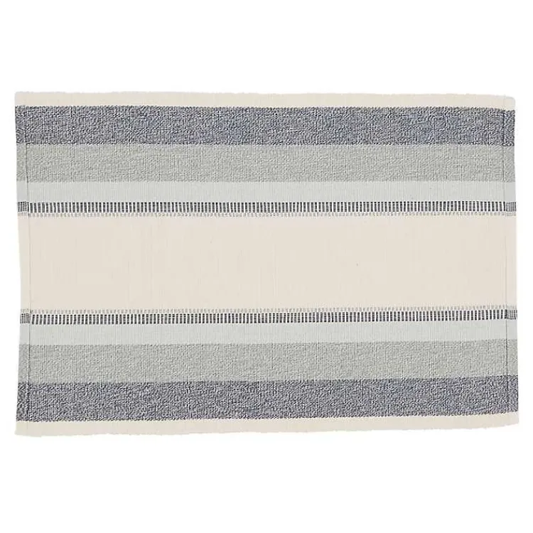 Kirklands Home Table Linens|Blue Coastal Ribbed Striped Placemats, Set of 4