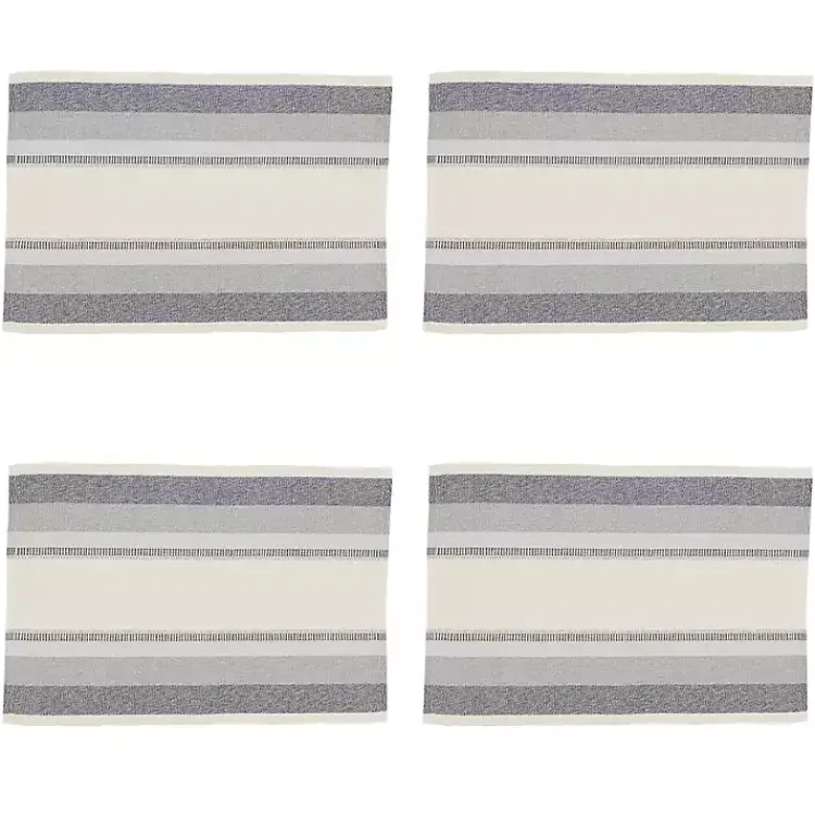 Kirklands Home Table Linens|Blue Coastal Ribbed Striped Placemats, Set of 4