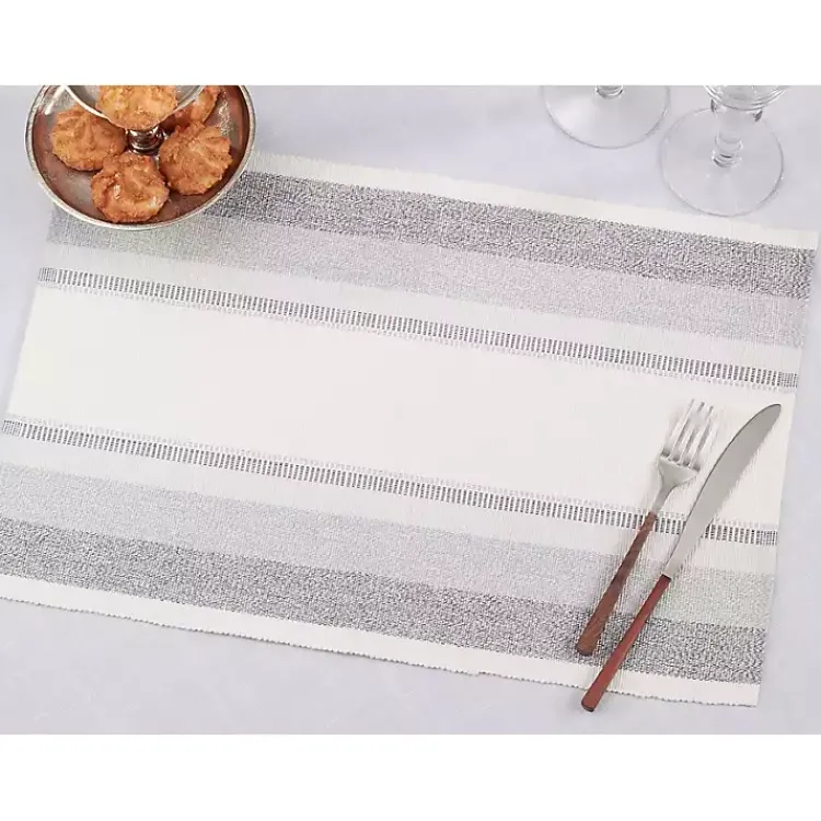 Kirklands Home Table Linens|Blue Coastal Ribbed Striped Placemats, Set of 4