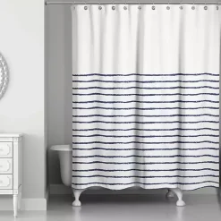 Kirklands Home Shower Curtains|Blue Colorblock Striped Shower Curtain