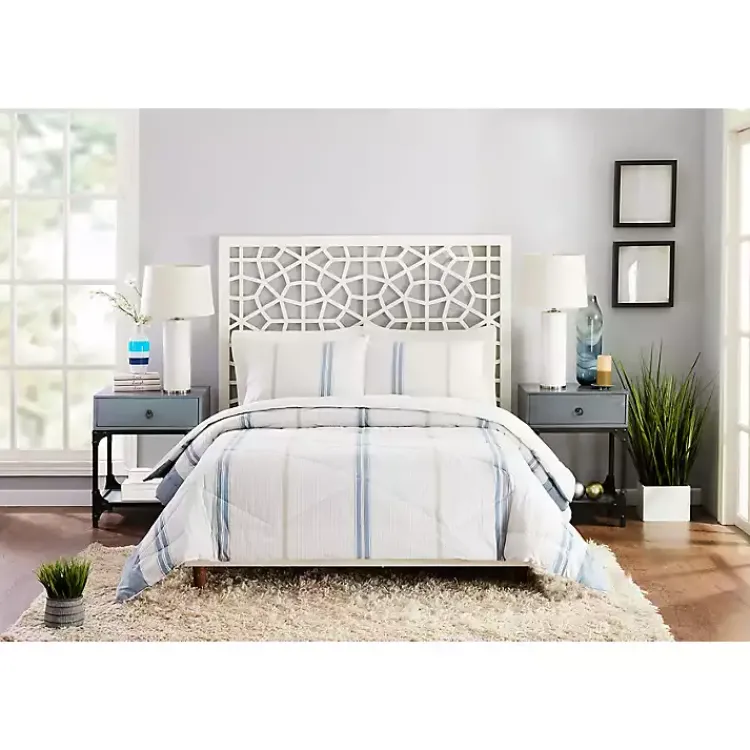 Kirklands Home Comforters|Cream Mason King 3-pc. Comforter Set Blue