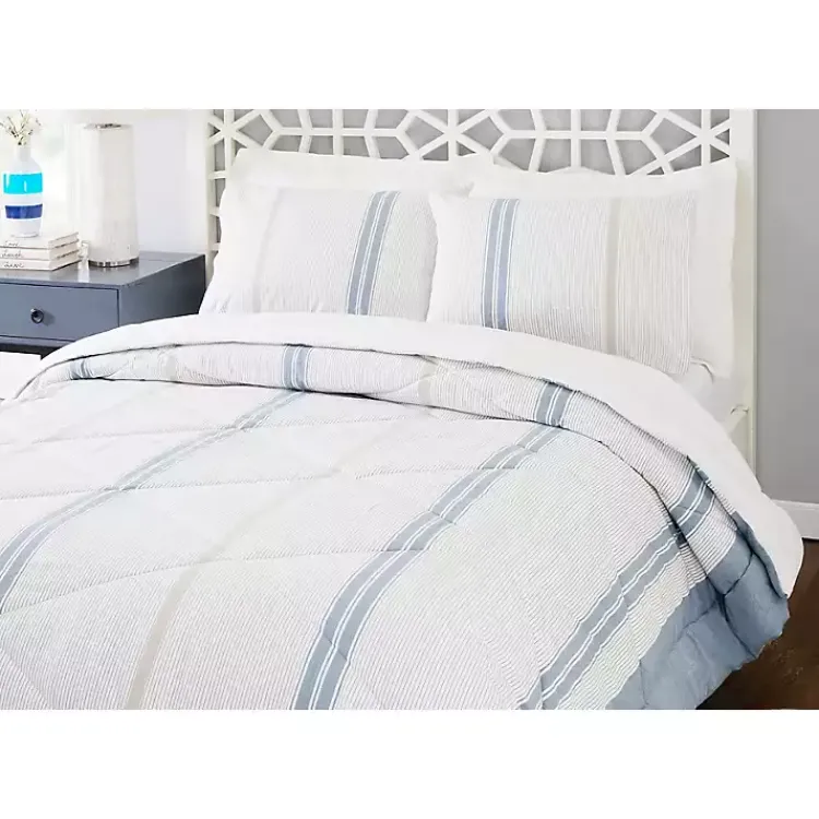 Kirklands Home Comforters|Cream Mason King 3-pc. Comforter Set Blue