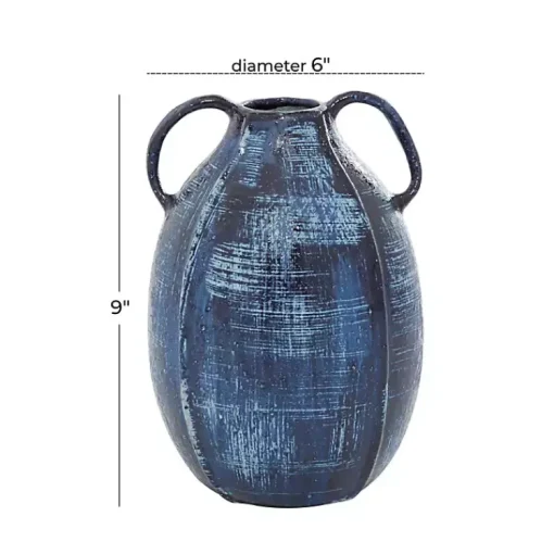 Outlet Crosshatch Double Handle Ceramic Vase, 9 in. Vases