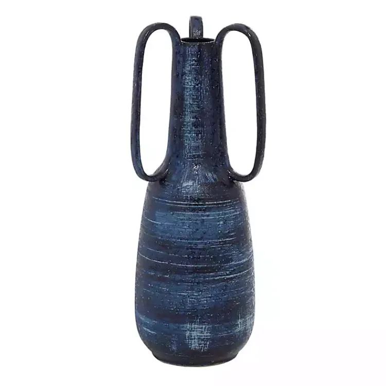 Crosshatch Triple Handle Ceramic Vase, 17 in. Vases