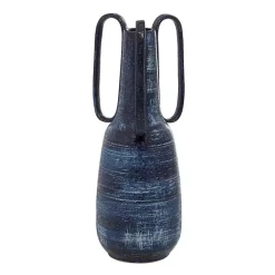 Crosshatch Triple Handle Ceramic Vase, 17 in. Vases