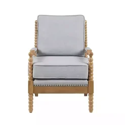 Kirklands Home Accent Chairs|Cushion Beaded Wood Frame Accent Chair Blue