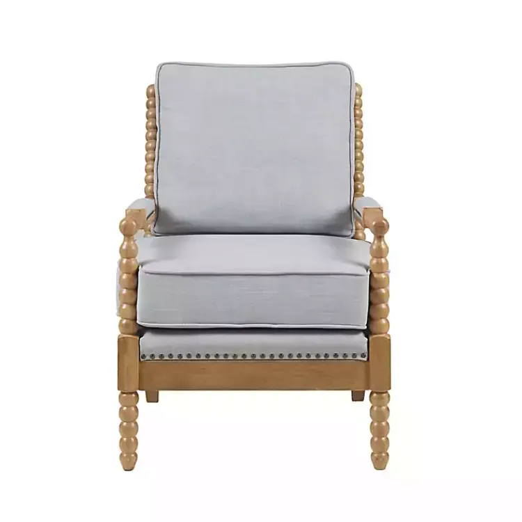 Kirklands Home Accent Chairs|Cushion Beaded Wood Frame Accent Chair Blue
