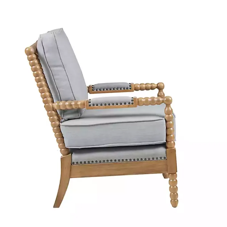 Kirklands Home Accent Chairs|Cushion Beaded Wood Frame Accent Chair Blue