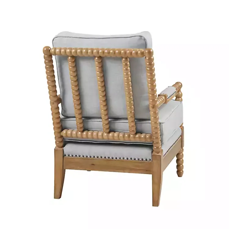Kirklands Home Accent Chairs|Cushion Beaded Wood Frame Accent Chair Blue
