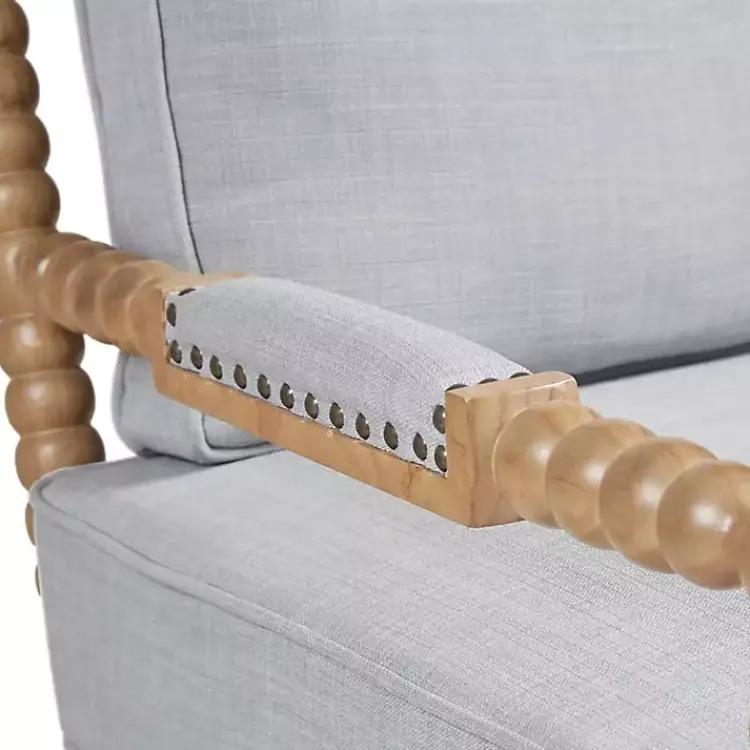 Kirklands Home Accent Chairs|Cushion Beaded Wood Frame Accent Chair Blue