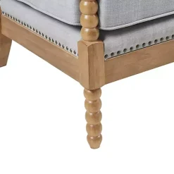 Kirklands Home Accent Chairs|Cushion Beaded Wood Frame Accent Chair Blue