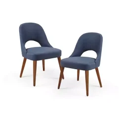 Kirklands Home Dining Chairs|Cut-Out Pecan Wood Dining Chairs, Set of 2 Blue