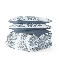 Kirklands Home Quilts|Blue Damask Reversible 3-pc. King Quilt Set