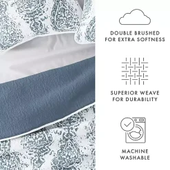 Kirklands Home Quilts|Blue Damask Reversible 3-pc. King Quilt Set